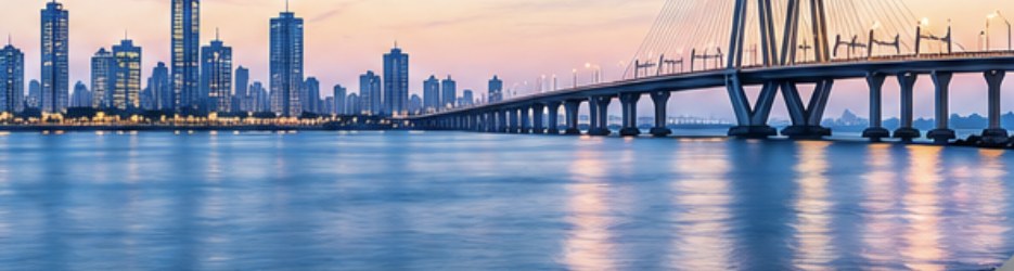 Mumbai skyline and Bandra-Worli Sea Link